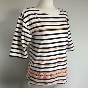 J Crew boat neck short sleeve neon striped shirt